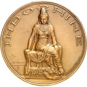 IIIe République (1870-1940). Médaille (fontes soudées), Exposition coloniale de Paris, frappe d’hommage à M. Durain, par É. Lindauer 1931, Paris.