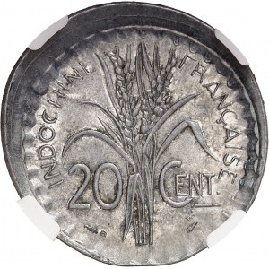Gouvernement provisoire de la République française (1944-1946). 20 centimes aluminium, frappe fautée 1945, B, Beaumont-le-Roger.