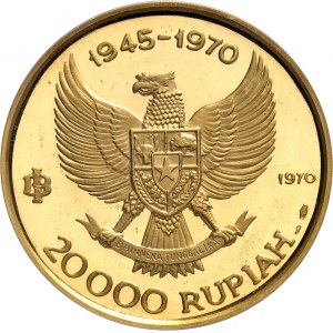 République (1949- ). 20000 rupiah, Flan bruni (PROOF) 1970, Paris.