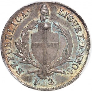 Gênes, République ligurienne (1797-1805). 2 lire 1798, An 1, Gênes.