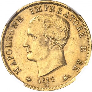 Milan, royaume d’Italie, Napoléon Ier (1805-1814). 40 lire, 2e type, tranche en creux 1812, M, Milan.