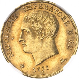 Milan, royaume d’Italie, Napoléon Ier (1805-1814). 20 lire, tranche en creux 1811, M, Milan.