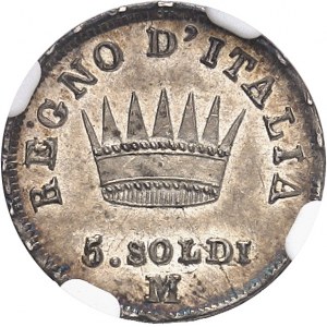 Milan, royaume d’Italie, Napoléon Ier (1805-1814). 5 soldi 1811, M, Milan.