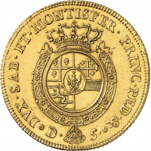 Savoie, Charles-Emmanuel III, 2e période (1755-1773). 5 doppie (carlino da 5 doppie) 1755, Turin.
