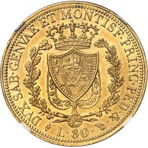 Savoie-Sardaigne, Charles-Félix (1821-1831). 80 lire 1825, Tête d’aigle, Turin.