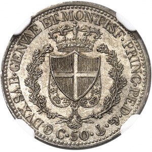 Savoie-Sardaigne, Charles-Félix (1821-1831). 50 centesimi 1827, ancre, Gênes.