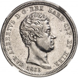 Savoie-Sardaigne, Charles-Albert (1831-1849). 2 lire 1833, ancre, Gênes.