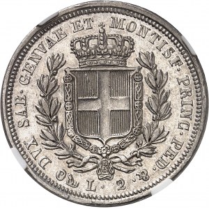 Savoie-Sardaigne, Charles-Albert (1831-1849). 2 lire 1833, ancre, Gênes.