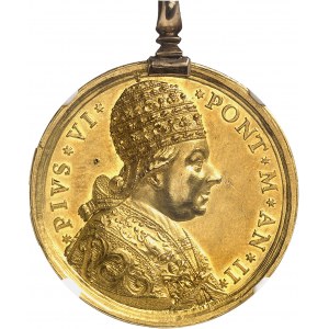 Vatican, Pie VI (1775-1799). Médaille d’Or, construction d’une nouvelle caserne à Civitavecchia, par Ferdinando Hamerani 1776, Rome.