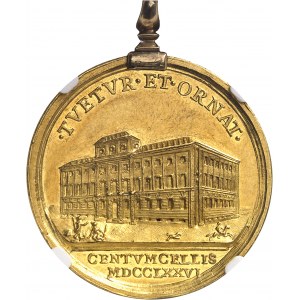Vatican, Pie VI (1775-1799). Médaille d’Or, construction d’une nouvelle caserne à Civitavecchia, par Ferdinando Hamerani 1776, Rome.