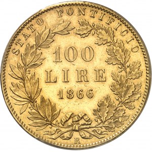 Vatican, Pie IX (1846-1878). 100 lire An XXI - 1866, R, Rome.