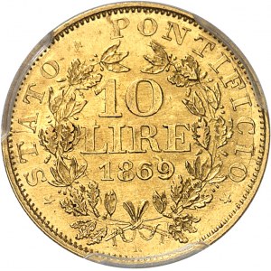 Vatican, Pie IX (1846-1878). 10 lire An XXIV - 1869, R, Rome.