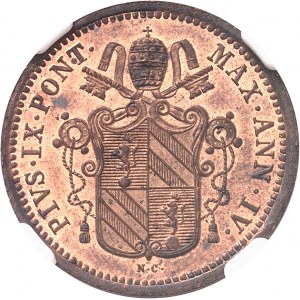 Vatican, Pie IX (1846-1878). 1/2 baiocco 1850 - AN IV, R, Rome.