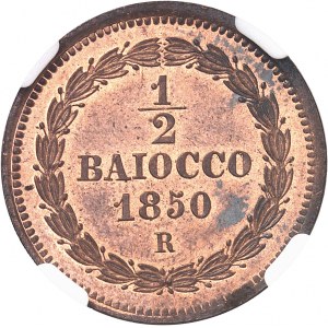 Vatican, Pie IX (1846-1878). 1/2 baiocco 1850 - AN IV, R, Rome.