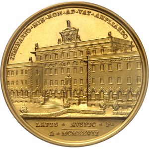 Vatican, Pie XI (1922-1939). Médaille d’Or, construction du bâtiment du Séminaire Pontifical Romain Mineur, par Mistruzzi An VI - 1927, Rome.