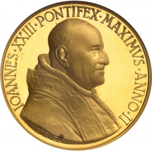 Vatican, Jean XXIII (1958-1963). Médaille d’Or, consécration épiscopale à Saint-Pierre, par Mistruzzi, Flan bruni (PROOF) An II - 1960, Rome.