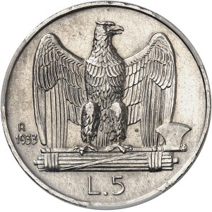 Victor-Emmanuel III (1900-1946). 5 lire 1933, R, Rome.