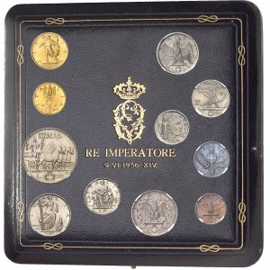 Victor-Emmanuel III (1900-1946). Coffret RE IMPERATORE 9-VI-1936-XIV comprenant 11 monnaies en Or, argent et bronze 1936 - An XIV, R, Rome.