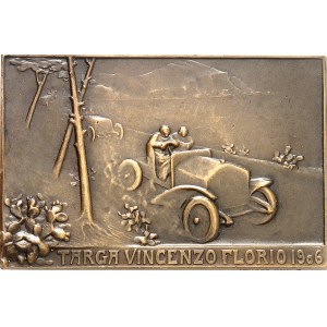 Victor-Emmanuel III (1900-1946). Plaquette uniface pour la Course Targa Vincenzo Florio, par René Lalique 1906, Paris.