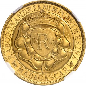 Ranavalona III (1883-1897). 5 francs, Flan bruni (PROOF) 1895, Londres (Pinches and Co).