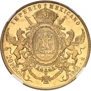 Maximilien Ier (1864-1867). 20 pesos 1866, M°, Mexico.