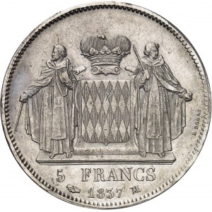 Honoré V (1819-1841). 5 francs 1837, M, Monaco.