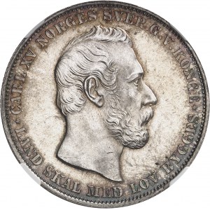 Charles XV (1859-1872). 1 specie daler 1865, Kongsberg.