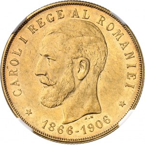 Charles Ier de Roumanie (1866-1914). 100 lei, 40e anniversaire de règne 1906, Bruxelles.