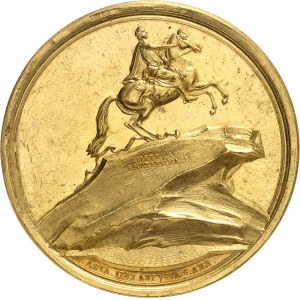 Catherine II (1762-1796). Médaille d’Or, inauguration du monument de Pierre le Grand par J.-B. Gass 1782, Saint-Pétersbourg.