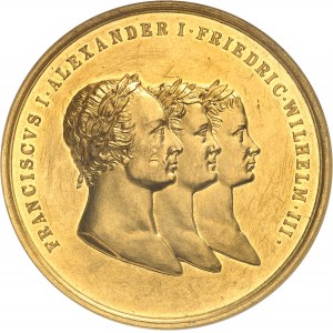 Alexandre Ier (1801-1825). Médaille d’Or au poids de 10 ducats, création de l’Alliance contre la France, par J. Lang 1813.