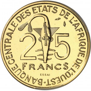 États de l’Afrique de l’ouest (West african states). Essai en Or de 25 francs 1980, Paris.