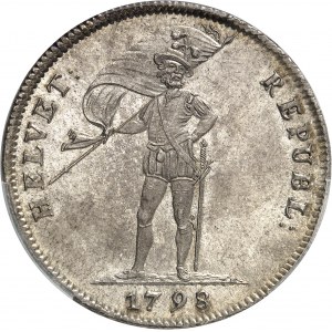 République helvétique (1798-1803). 40 batzen (4 francs ou thaler nouveau) 1798, S, Solothurn.