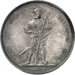 Berne (canton de). Module de 5 francs commémoratif, concours de tir de Berne 1857.