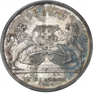 Zurich (canton de). Module de 5 francs commémoratif, concours de tir de Zürich 1859.
