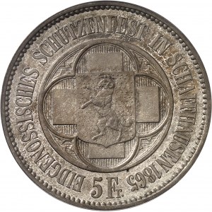 Schaffhouse (canton de). Module de 5 francs commémoratif, concours de tir de Shaffhausen 1865.