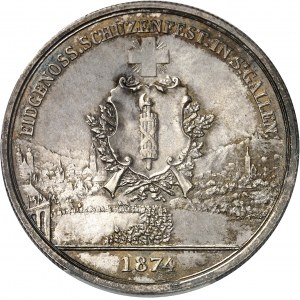 Saint-Gall (canton de). Module de 5 francs commémoratif, concours de tir de Saint-Gall 1874.