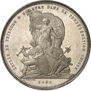 Fribourg (canton de). Module de 5 francs commémoratif, concours de tir de Fribourg 1881.
