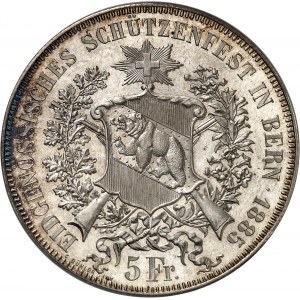 Berne (canton de). Module de 5 francs commémoratif, concours de tir de Berne 1885.