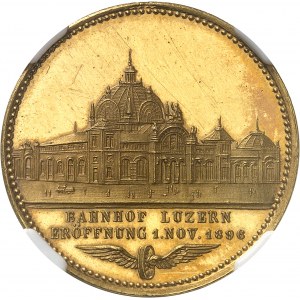 Confédération Helvétique (1848 à nos jours). Médaille d’Or, inauguration de la gare de Lucerne 1897.