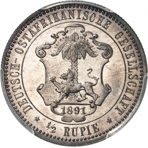 [Tanzanie] Afrique Orientale Allemande, Guillaume II. Demi-rupie, Flan bruni (PROOF) 1891, Berlin.