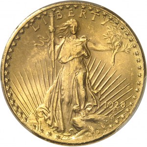 République fédérale des États-Unis d’Amérique (1776-à nos jours). 20 dollars Saint-Gaudens 1928, Philadelphie.