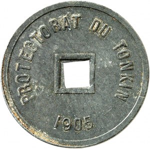 Tonkin français (1875-1945). Épreuve de 1/600e de piastre, double avers, avec et sans lettre d’atelier 1905, A, Paris.