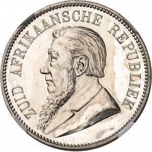 Afrique du sud (République d’). 5 shillings, double shaft, Flan bruni (PROOF) 1892.
