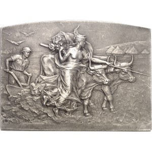 IIIe République (1870-1940). Plaque, l’Agriculture par Pillet pour la Commission des valeurs de douane 1909, Paris.