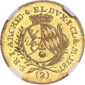 Bavičre, Charles-Théodore (1777-1799). Double ducat, aspect Flan bruni (PROOFLIKE) 1787, Munich.