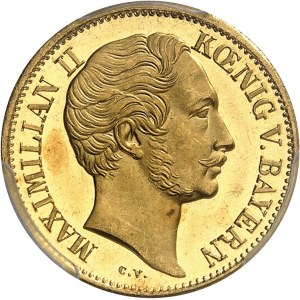 Bavičre, Maximilien II (1848-1864). Ducat, aspect Flan bruni (PROOFLIKE) 1856, Munich.