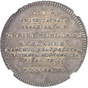 Brandebourg-Ansbach-Bayreuth, Charles-Alexandre (1757-1791). Thaler, Paix de Teschen 1779 G, Schwabach.