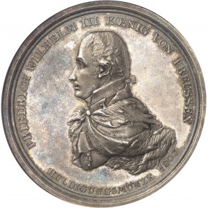 Prusse, Frédéric-Guillaume III (1797-1840). Médaille, commémoration de l’Union d’Hildesheim et Goslar avec la Prusse, par Loos 1803, Berlin.