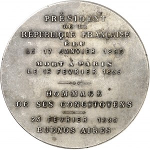 République. Médaille, hommage de la colonie française au Président Félix Faure, mort ŕ Paris 1899, Buenos Aires ?