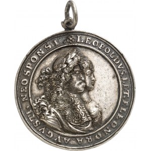 Léopold Ier (1657-1705). Médaille (fonte), troisičme mariage de l’Empereur avec Éléonore de Neubourg, par Johann Permann 1676, Vienne.
